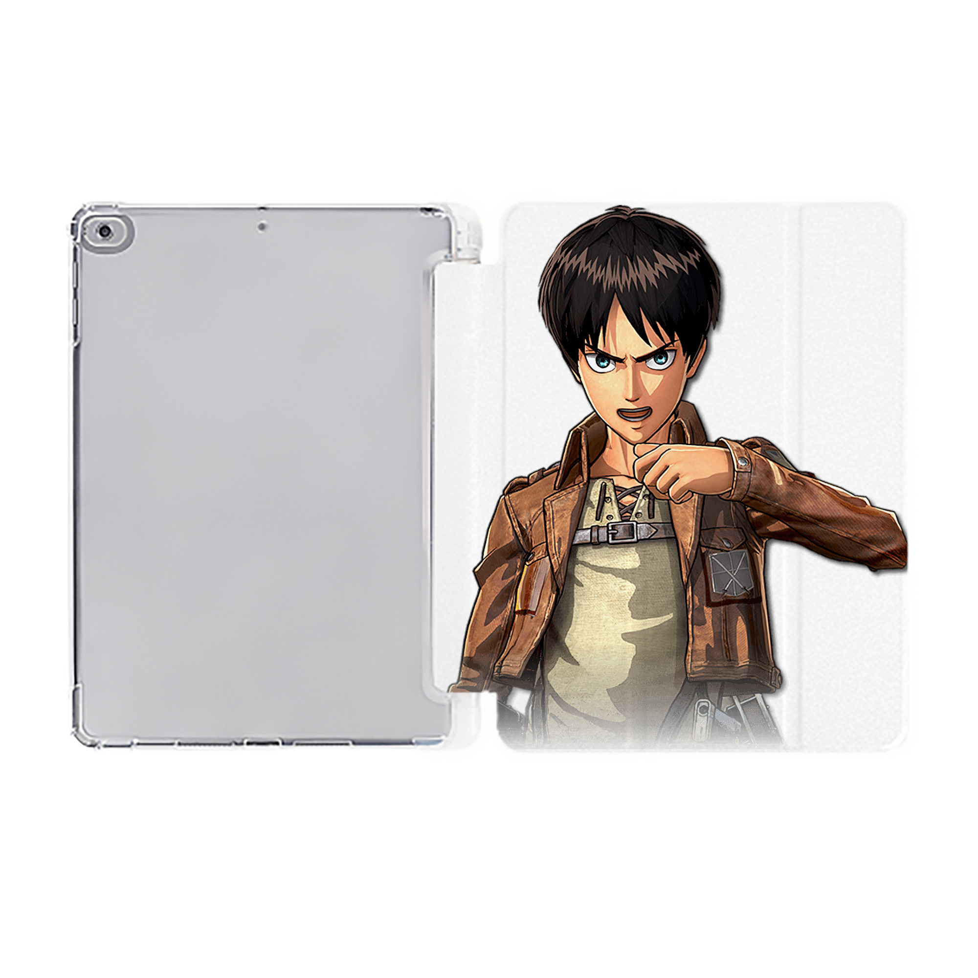 （画像用） 進撃の巨人 エレン･イェーガー Attack on Titan Eren Jäger IPad ケース ペン収納付き 三つ折りスタンド PUレザー×シリコン 対応機種9.5/10.5/10.9インチ